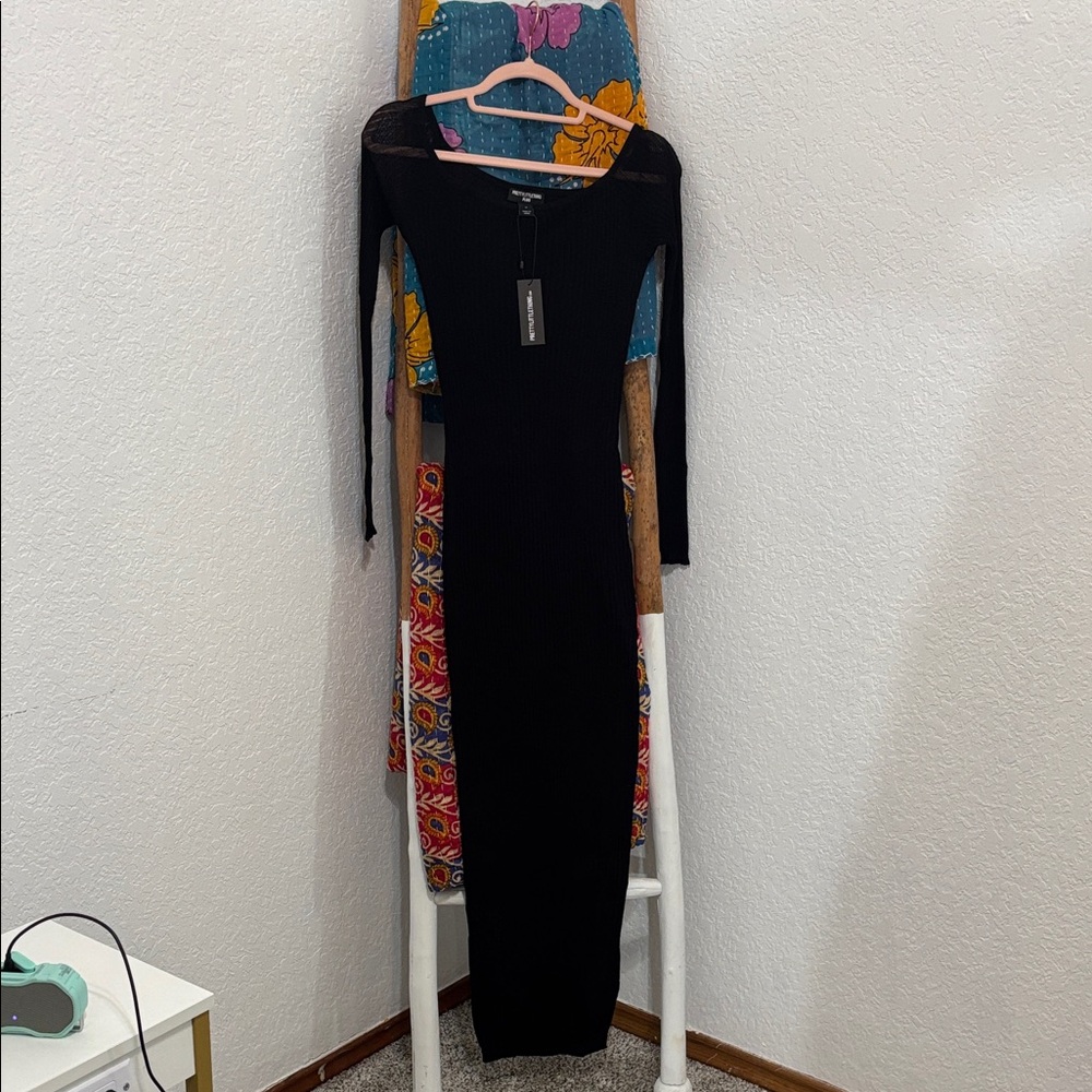 PrettyLittleThing Black Long Sleeve Dress